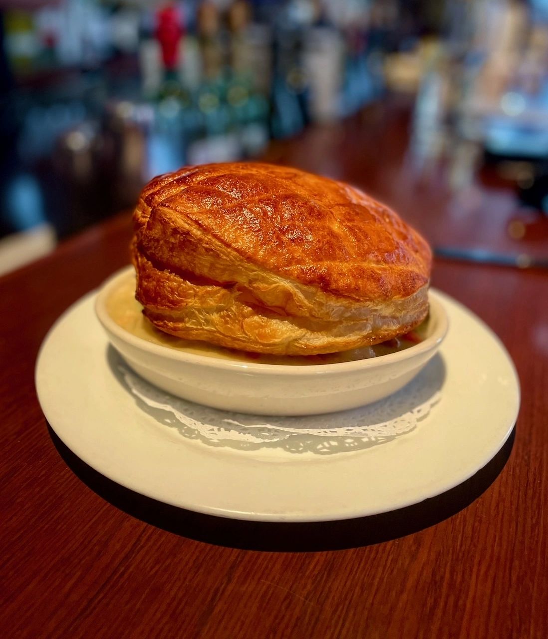 Golden brown pastry at the restaurant
