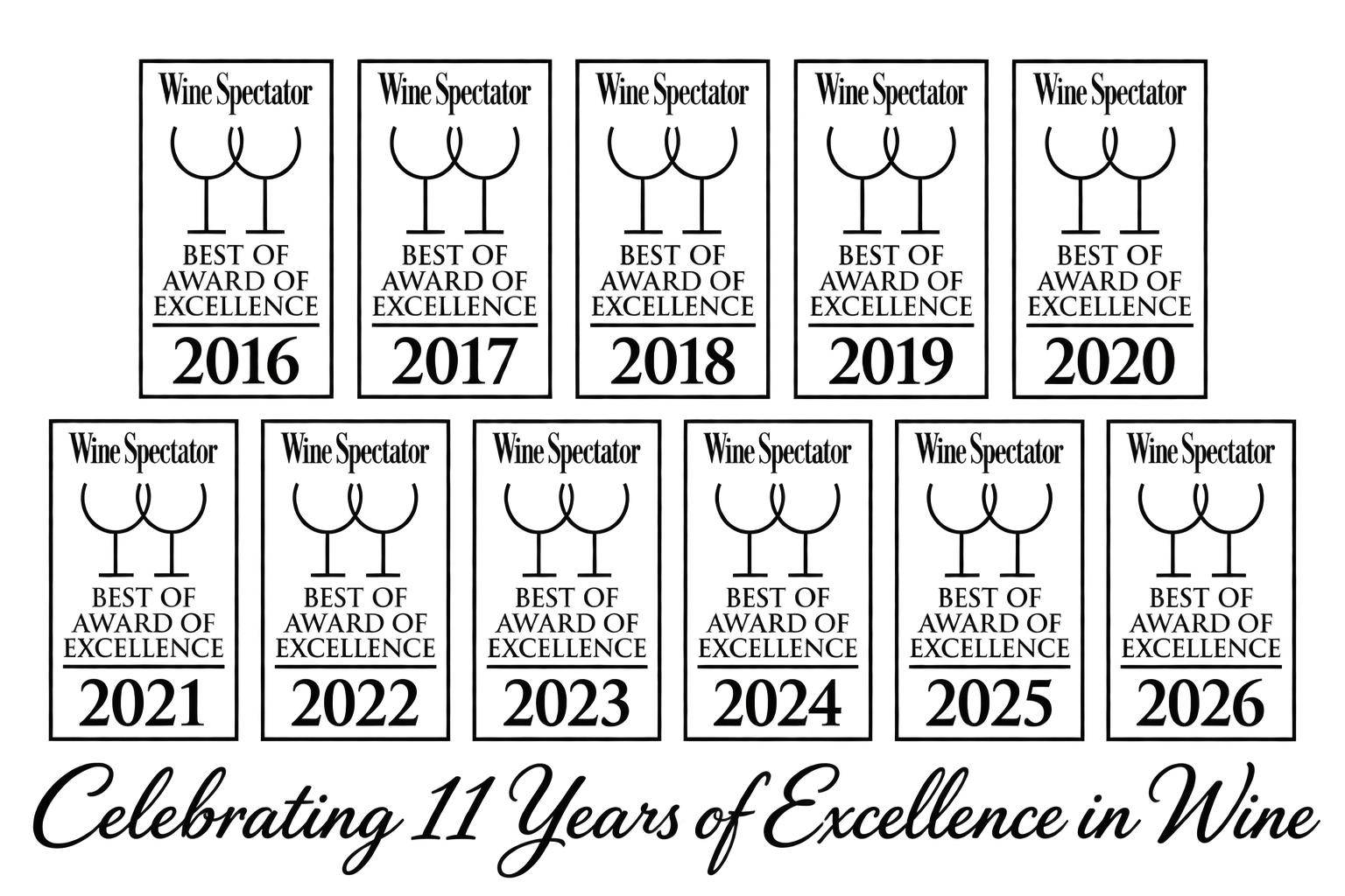 Wine Spectator Best of Award of Excellence 2016–2026